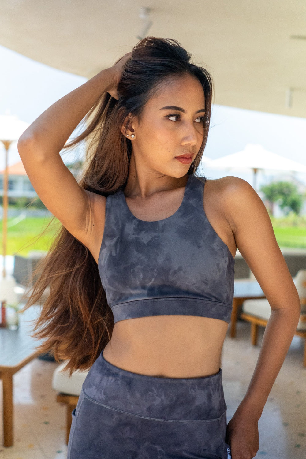 LUXE Medium-High Support Mesh Back Sports Bra Cloud Black