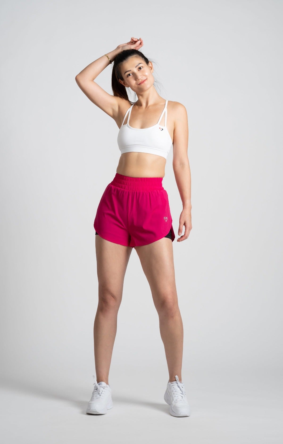2-in-1 Shorts With Pockets Pink with inner Black tights