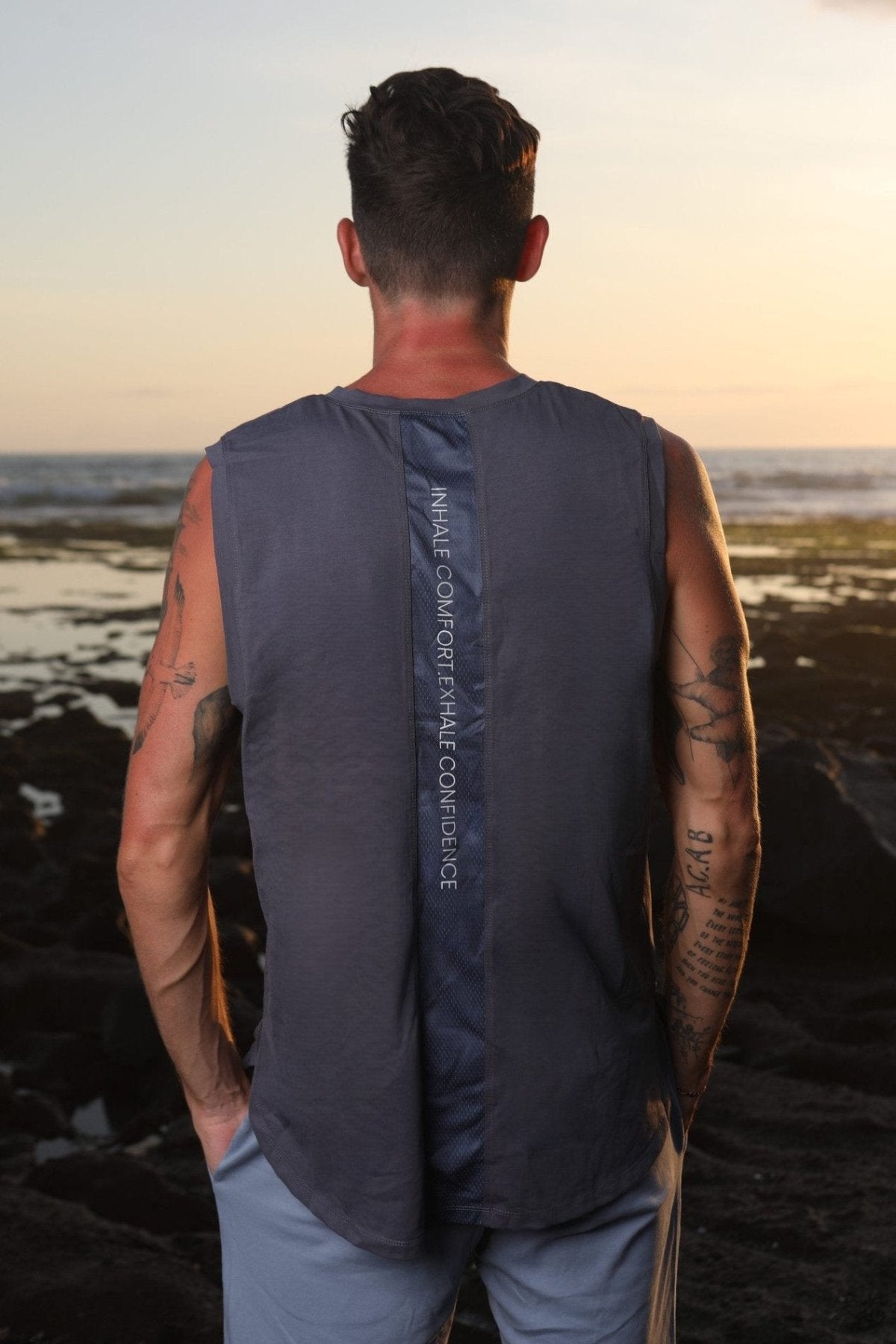 Men's Boxy Tank Blue Back