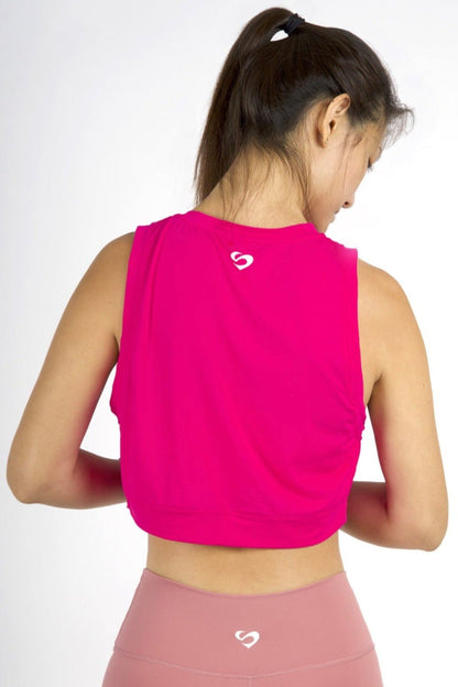 Sleeveless Crop Top Hot pink Front