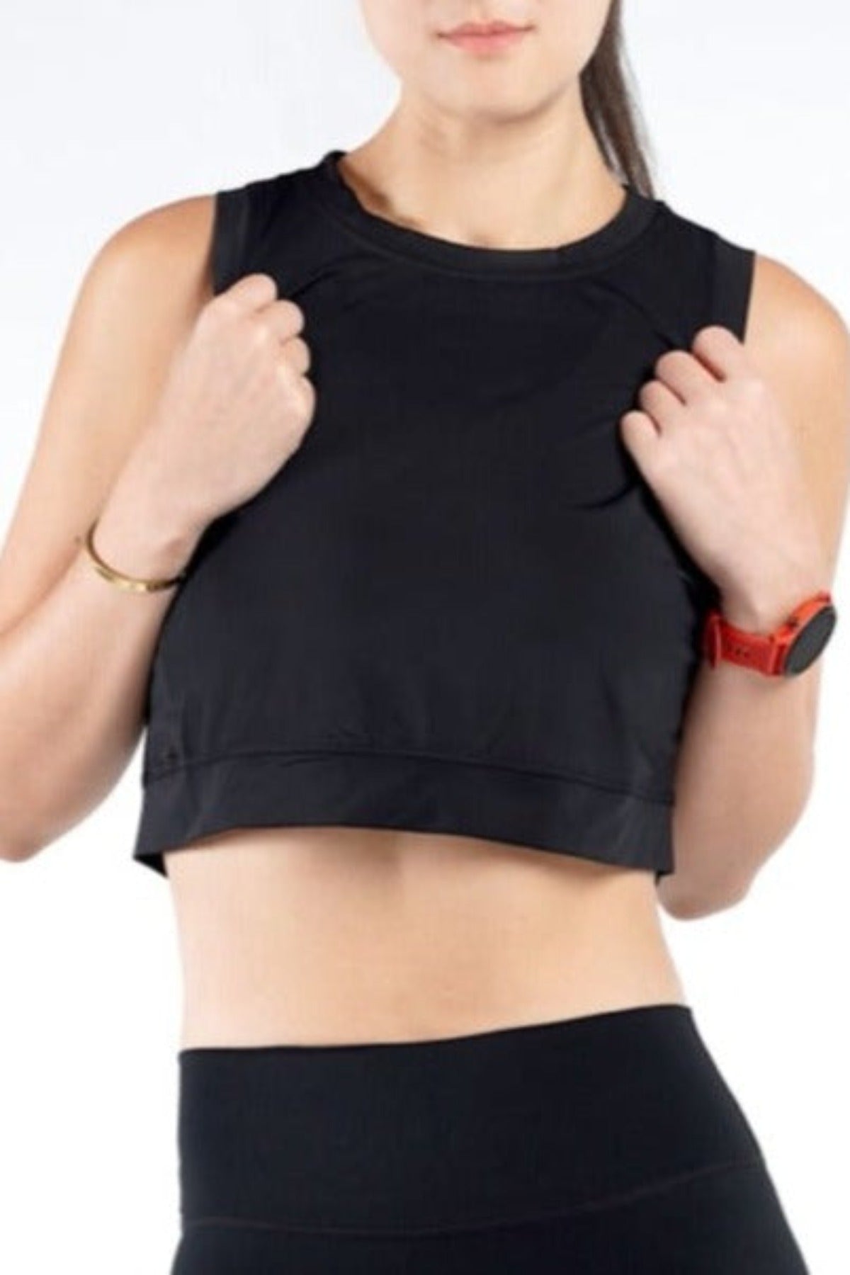 Sleeveless Crop Top Black Front