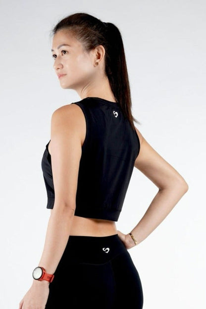 Sleeveless Crop Top Black Back