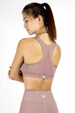 LUXE Medium-High Support Mesh Back Sports Bra Ash Pink