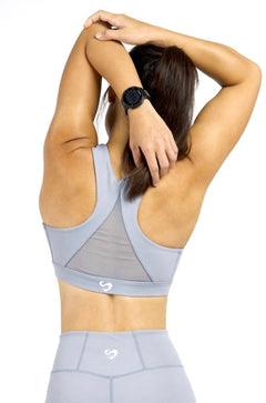 LUXE Medium-High Support Mesh Back Sports Bra Glacier Blue