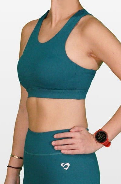 LUXE Medium-High Support Mesh Back Sports Bra Dark Teal