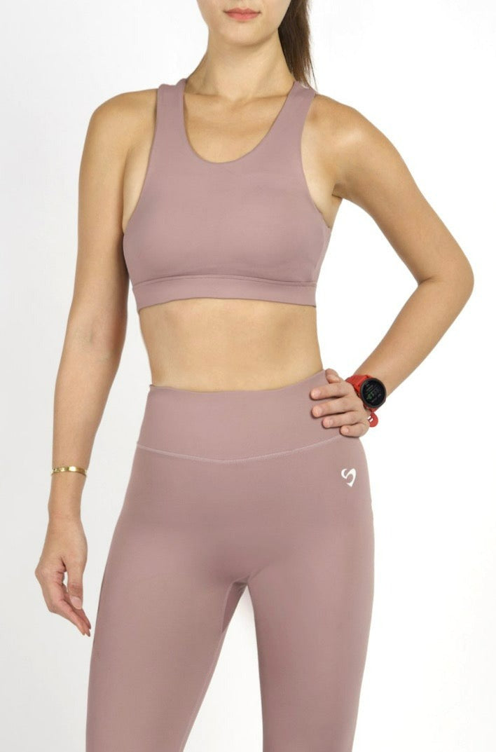 LUXE Medium-High Support Mesh Back Sports Bra Ash Pink