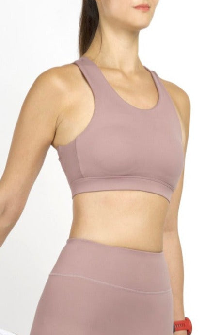 LUXE Medium-High Support Mesh Back Sports Bra Ash Pink