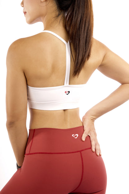 Light-support T-strap Sports bra White Back