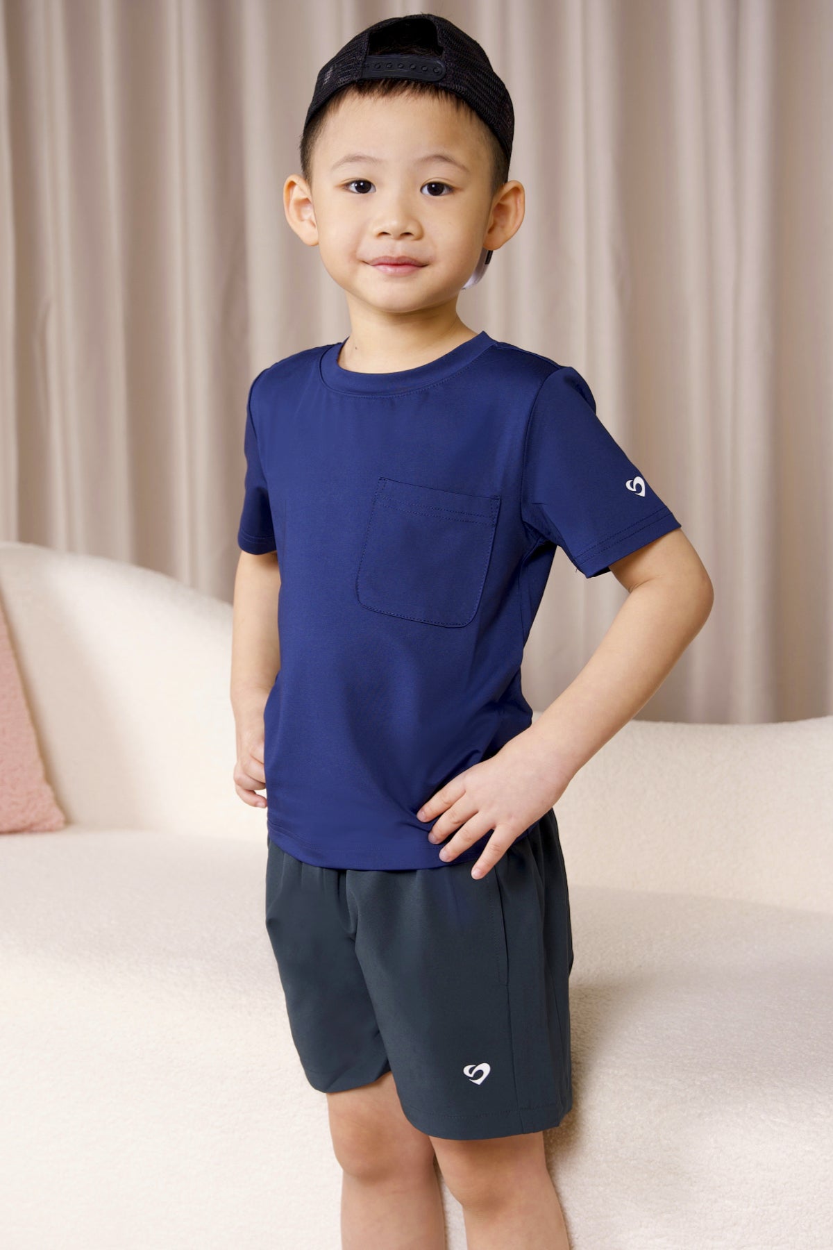 Kid's Tee with pocket Navy Blue