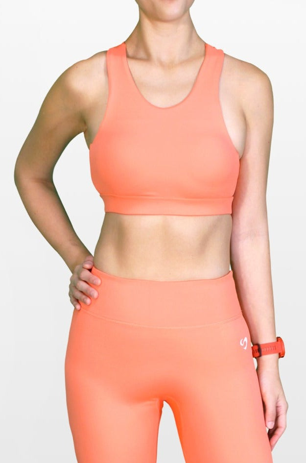 LUXE Medium-High Support Mesh Back Sports Bra Orange