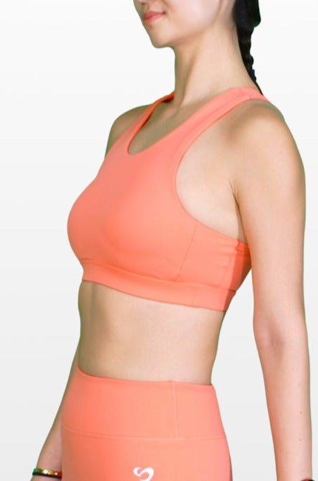 LUXE Medium-High Support Mesh Back Sports Bra Orange