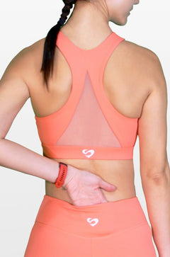 LUXE Medium-High Support Mesh Back Sports Bra Orange