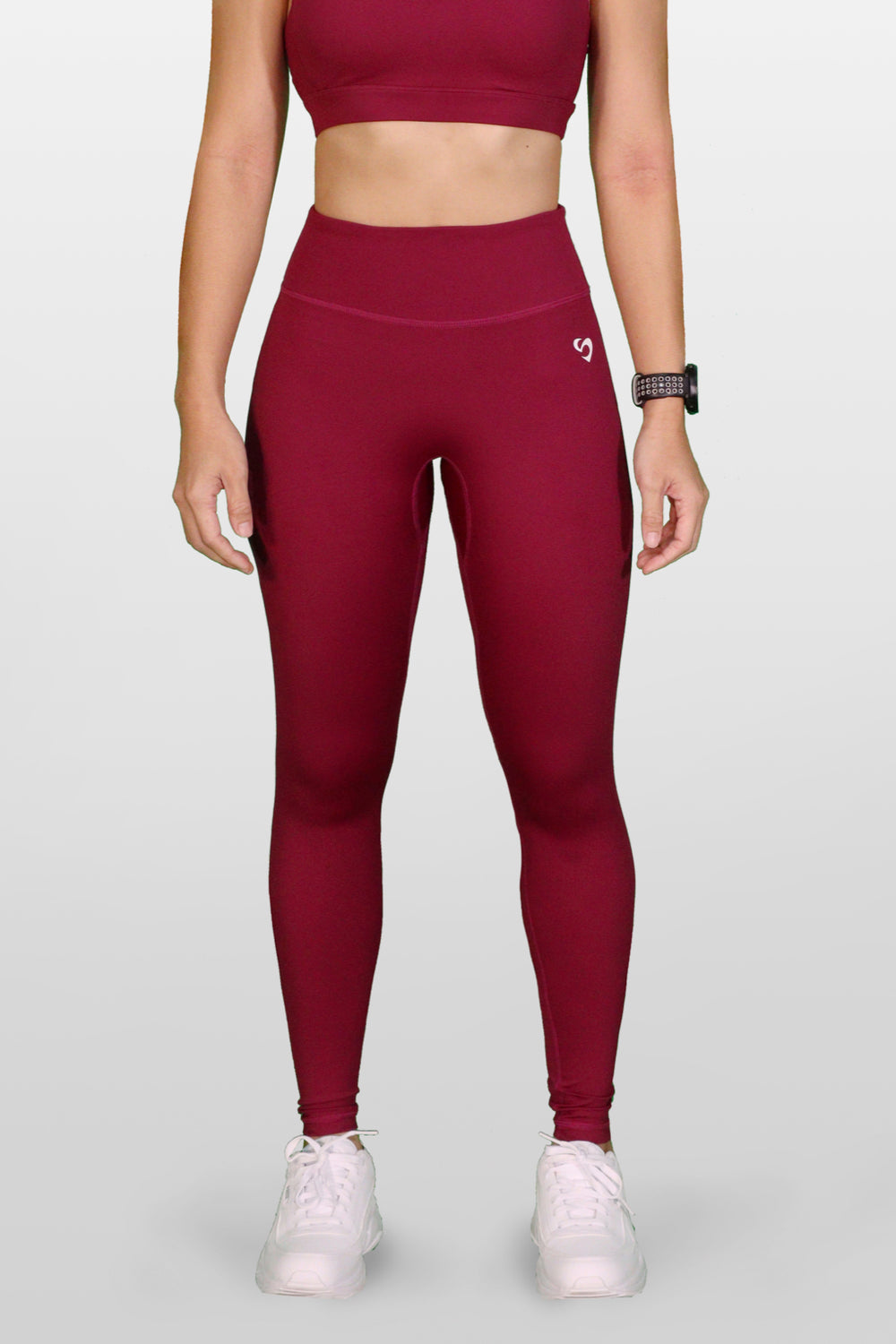 LUXE Anti-slip Legging With Back Pocket Burgundy Red